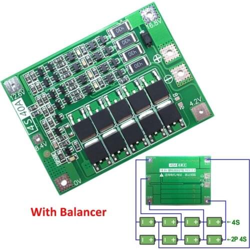 4S 40A Li-ion Lithium Battery 18650 Charger PCB BMS Protection Board with Balance For Drill Motor 14.8V 16.8V Lipo Cell Module