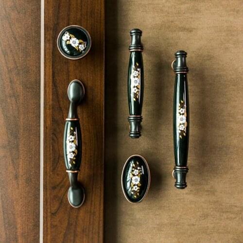 96mm Bronze Kitchen cabinet handle Ceramic drawer pull knob Antique brass dresser pulls Cupboard wardrobe furniture door handles