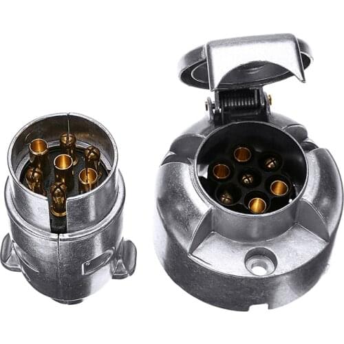 Car Truck Motor Trailer Towing Accessories 12V 7 Pin Aluminium Trailer Connector Towing Plug Socket with Fittings