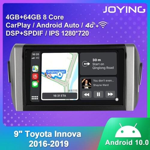 JOYING 9 Inch Car Multimedia Player Android 10.0 Head Unit Octa Core 1280*720 4G DSP Carplay HD For Toyota Innova 2016-2019