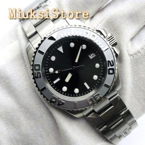 BLIGER 40mm Mens Sterile Top Mechanical Watch Sapphire Glass Gray Ceramic Bezel Dark Gray Dial Luminous Automatic Watch
