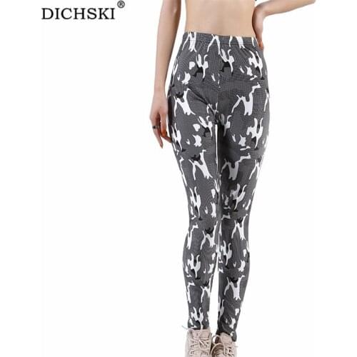 DICHSKI High Waist Yoga Pants Push Up Gray Graffiti Leggings Women Fitness Gym Tights Jogging Running Elastic Autumn Hot Bottom