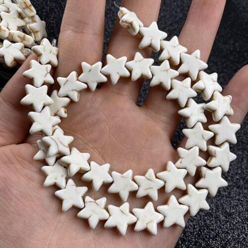 23pcs Pentagram Natural Stone Bead White Turquoises Bracelet Necklace Jewelry for DIY Jewelry Birthday Gift Size 15mm/20mm