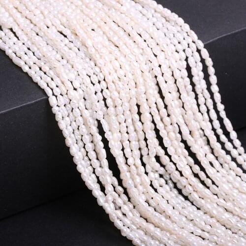 Natural Pearl Loose Beads Rice Shape Cultured Freshwater White Pearl Beading Charms For Jewelry Making Necklace Bracelet 2-2.5mm
