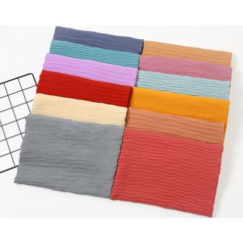 Women Plain Crinkle Bubble Chiffon Hijab Scarf Pleat Solid Color Long Scarves Headband Turban Maxi Muslim Shawls 20 Color 10PCS