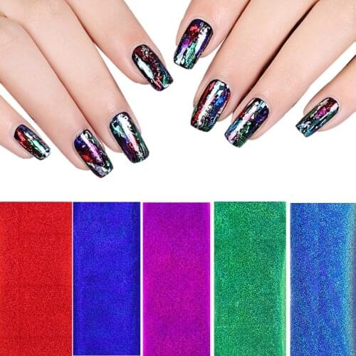 Holographic Nail Foil 4*100cm Shimmer Starry Sky AB Color Glitter Transfer Sticker Manicure Nail Art Decoration