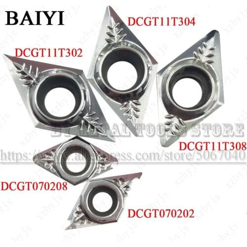 10pcs DCGT070202 DCGT070204 DCGT070208 DCGT11T302 DCGT11T304 DCGT11T308 AK H01 carbide Aluminum inserts cutter turning tools