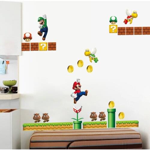 Classical game super mario wall stickers for kids room home decor zooyoo1444 cartoon mural art playroom diy nursery wall decals