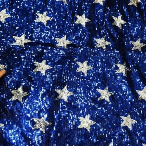 LASUI 3 yards/1 lot Blue mix Silver star sequin lace fabric High Quality French Lace Fabric Embroidery African Party W0105