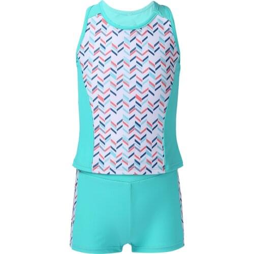 Kids Girls Summer Sportswear Sleeveless Back Hollow Out Geometric Print Top and Shorts Set Children Fitness Workout Tracksuit