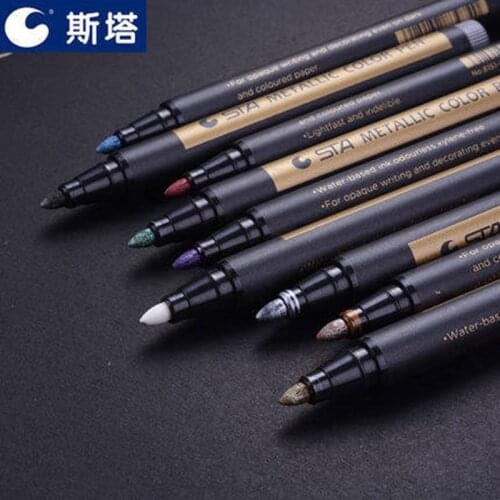 STA 8151 Colored Metallic Water-based Marker Pen Black Card High light Pen DIY Paint Highlight Album/Graffiti/Writing DIY Marker