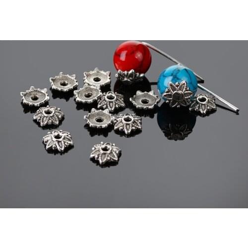 500pcsTibetan Style Silver Plated Flower Metal Bead Caps 8mm Filigree Jewelry Findings Connector Beads Cap Diy Jewelry Parts
