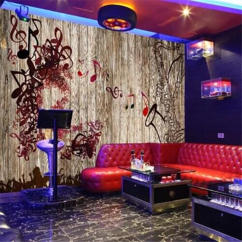 Milofi custom large wallpaper mural bar music notes nostalgic retro background wall mural