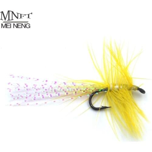 MNFT 9# Trout Salmon Steelhead Fly Fishing Streamer Flies With Bright Yellow Beard 10PCS/LOT Promotion Price