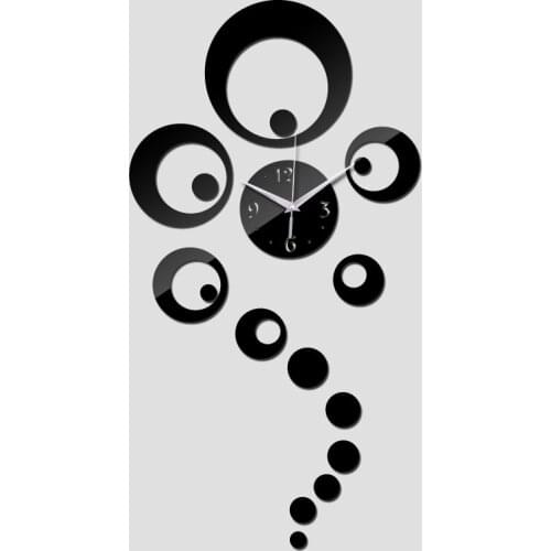 Hot acrylic wall clocks hot 3d beautiful art modern design mirror clock hot sale sticker promotion decor