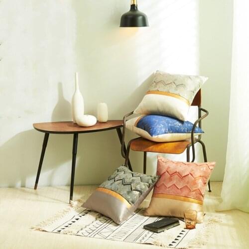 High Density Polyester Gold Belt Patched Pillowcase Dense Gold Stripes Silky Patterns Cushion Cover Sofa Geometric Decor Pillows