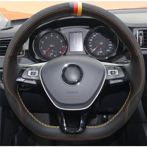 DIY Anti-Slip Wear-Resistant Steering Wheel Cover For Volkswagen Golf 7 Golf Sportsvan(SV) Polo T-Roc Car Interior Decoration
