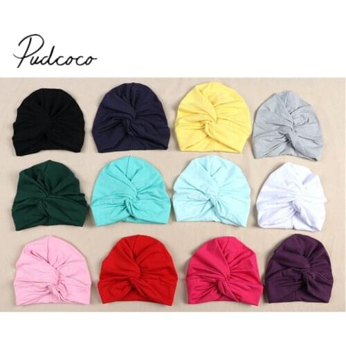 2019 Brand New Newborn Infant Baby Turban Toddler Kids Boy Girl Cotton Blends Hat Lovely Soft Cute Solid Knot Beanies Baby Gifts