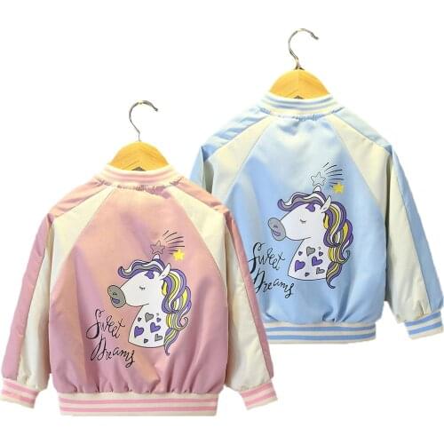 2-10 Years Unicorn Girls Coat 2021 New Spring Autumn Windbreaker Jacket For Girl Kids Birthday Present Children Outerwear