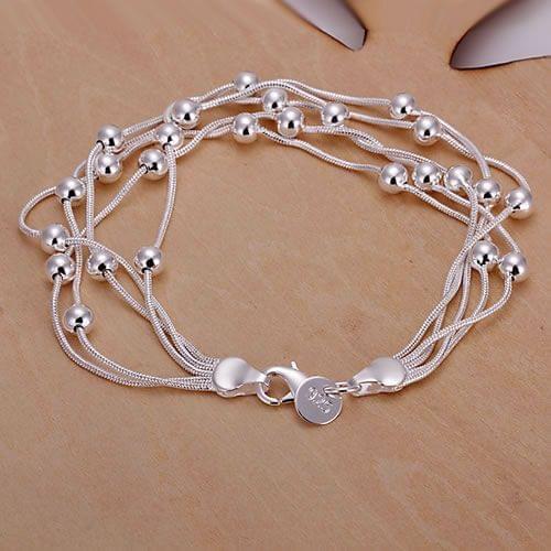 H234 Silver Color 925 Jewelry Popular Bracelet For Women Girl Fashion Jewelry Five Line Gloss Ball Bracelet /biwakada Axcajoja