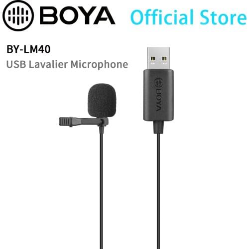 BOYA BY-LM40 USB lavalier microphone 4m cable plug-and-play microphone for vlogging live streaming mobile jounalism etc
