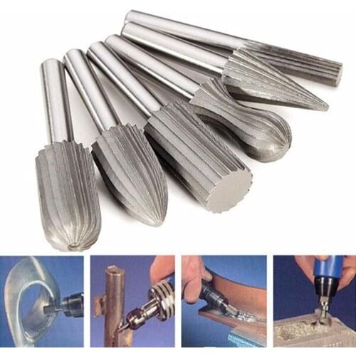 5/6pcs Professional Durable HSS Tungsten Steel Rotary Cutter Files Grinding Engraving Drilling Bit for Rotary Tools