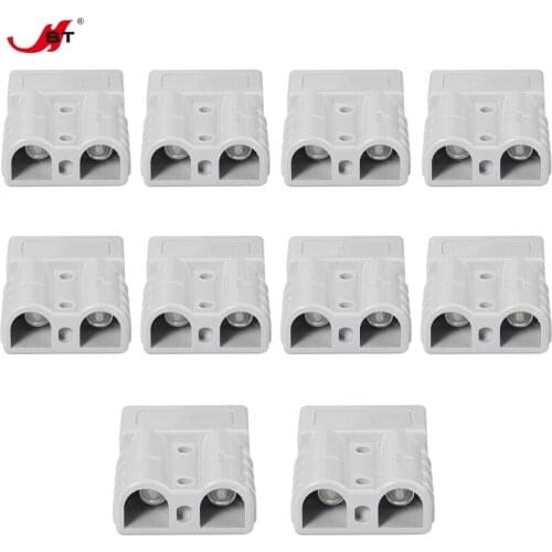 NST 10Pcs For Anderson Style Plug Connectors 50A 600V 6AWG Silver plated Solid Copper Terminals AC/DC Power Tool