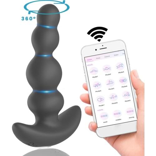 360 Degree Prostate Massager Rotating Anal Vibrator Silicone Male Butt Plug Anus Vibrating Sex Toy For Men G-Spot Stimulation
