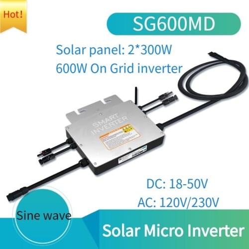 SG600MD Solar Micro Inverter Photovoltaic Home Balcony/Garden Simple Installation DC to AC Sine Wave MPPT Output DC18-50V