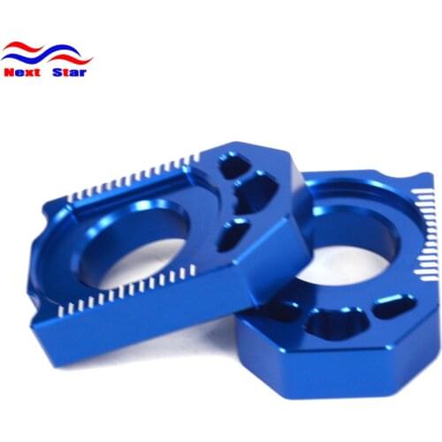 Blue CNC Rear Chain Adjuster Axle Block with Spool Slider For YAMAHA YZ125 YZ YZF YZX WRF 250 450 YZ250FX WR250R WR250X
