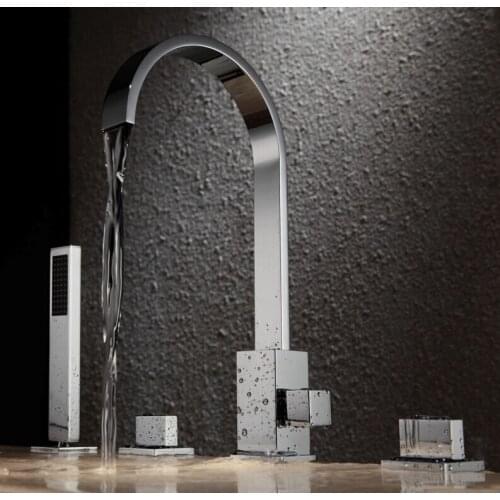 Bathroom bathtub Mixer Spout shower Brass Body With put out brass Handle ShowerTap Bathtub Faucet Set BF101