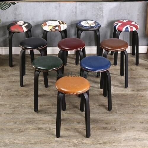 Stool Commercial Folding Stool Household Space-saving Dining Table Stool Small Round Stool Household Chair Commercial Makeup Sto
