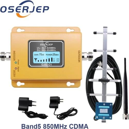 GSM CDMA Band5 850 Repeater 70dB 850MHz 2G 3G 4G Mobile Phone Repeater kit Cell Signal Booster Amplifier+ Indoor Outdoor Antenna