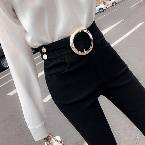 Spring and Summer New Womens Pants High Waist Stretch Black Skinny Leggings Womens Pants
