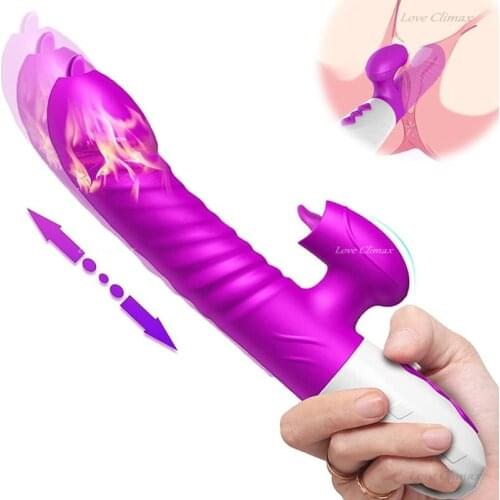 Double Tongue Vibrator Dildo Telescopic Rotation Vibration Female Vagina Tongue Licking Clitoris Masturbation Adult Sex Toys 18