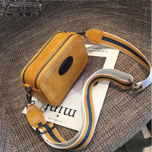 Vintage Printing Wide Strap Crossbody Bags Women Designer Luxury Pu Leather Lady Shoulder Messenger Bag Small Flap Square Female