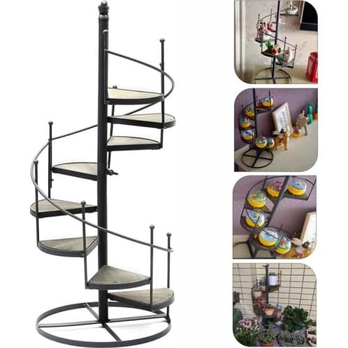 Rotating Ladder Design Spiral Plant Stand Iron Flower Pot Holder Shelf Space Saving Flower Pot Rack Display Home Garden Decor