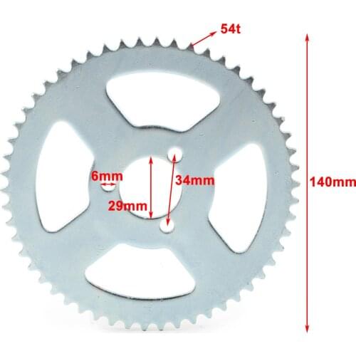 T8F 54T Rear chain Sprocket Silver 35mm 54 Tooth For 47cc 49cc Mini Dirt Baby Cross Motard Bikes Motoparts 54T 14cm/5.51inch