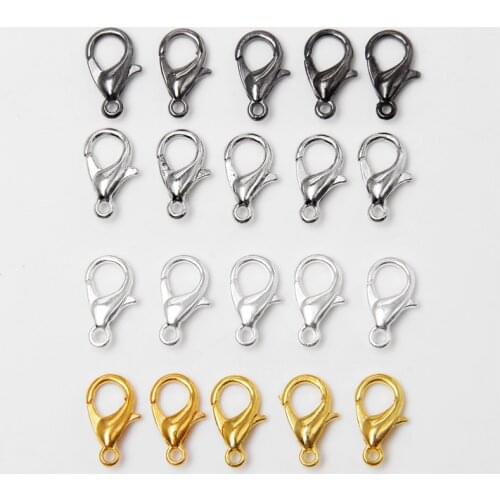 10Pcs 10x5mm 12x6mm Metal Alloy Lobster Clasp End Connectors Hooks for Necklace Bracelet Jewelry Making Chain Closure Findings