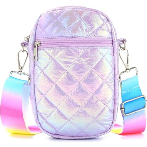 Women Large Capacity Crossbody Bag, Coins Phone Storage Pouch with Rainbow Strap