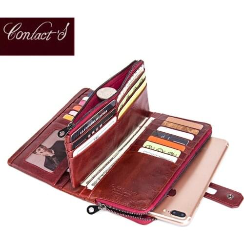 Genuine Leather Women Wallets 2020 Hot Long Organizer Wallet Fashion Cowhide Hasp Vintage Lady Clutch Carteira Feminina Purses