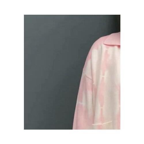 Women Sweater Fall Gradual Dyed Pink and White Cardigan Sweater Coat Letter Smiley Face Pattern Jacket