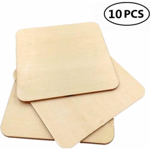 10pcs 90mm 3.54inch Unfinished Wood Slices Squares Natural Rustic Wood Pieces Wooden Log Slices for DIY Craft