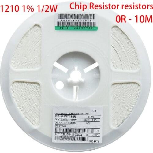 100pcs 1210 1% 1/2W SMD Chip Resistor resistors 0R - 10M 0 10 100 220 470 ohm 0R 10R 100R 220R 470R 1K 2.2K 4.7K 10K 100K 1M 10M