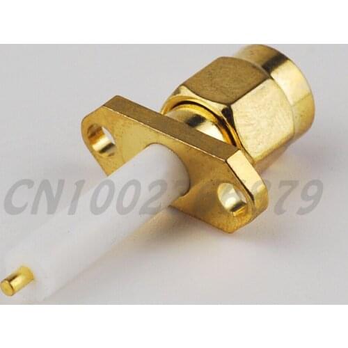 100pcs RF Coaxial Connector SMA 2 hole panel mount male with Long Wheel Base short dielectric and solder post