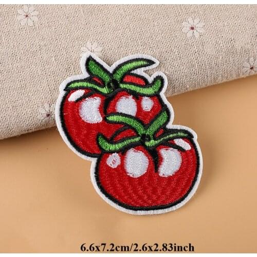 20pcs Tomato Vegetable Embroidered Patches Iron On parches Jacket Patch For Clothing Patchwork Jeans Garment Appliques Badge DIY