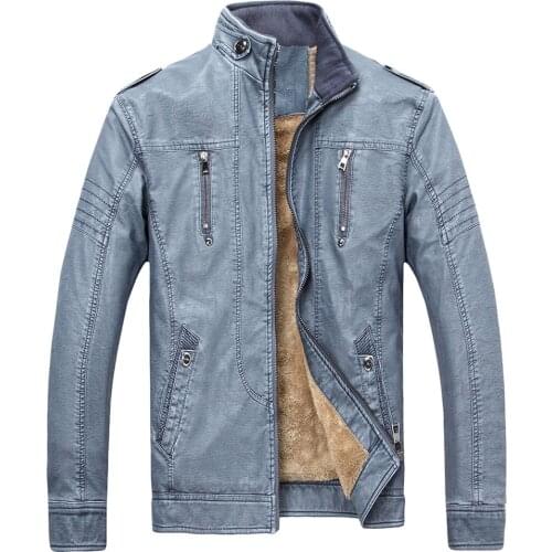 2021 mens retro washed four generations of PU and leather jacket Fashion collar high quality leather with many pockets
