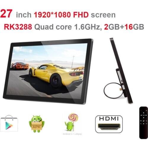 27 inch Smart digital signage display (Android5.1, Quad core, 2GB DDR3, 16GB nand, 1.8Ghz, Remote, No camera, bluetooth, VESA)