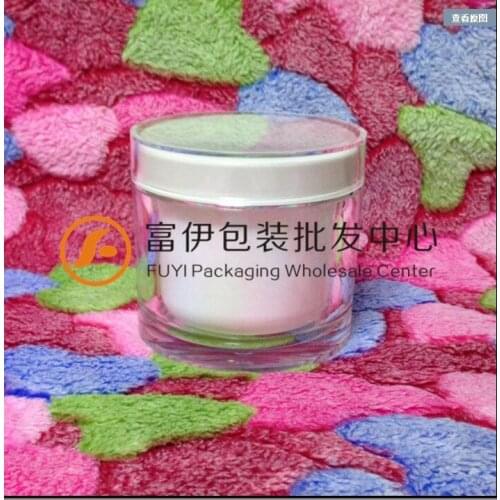 200G acrylic cream jar transparent outer white tank cream jar with silver line for cream or mask cream body lotion packing