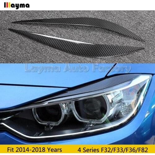 Carbon Fiber Car Eyebrows For BMW 4 Series Coupe F32 Convertible F33 Grancoupe F36 F82 M4 CF car lamp eyelid front eyebrow